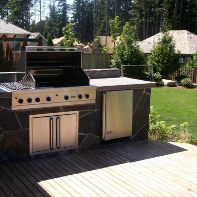 Custom rock BBQ and outdoor kitchens are a specialty of this landscape design company in Seattle, Washington.