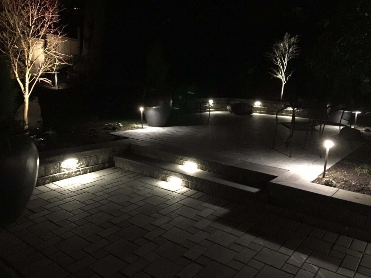 Outdoor lighting in backyard